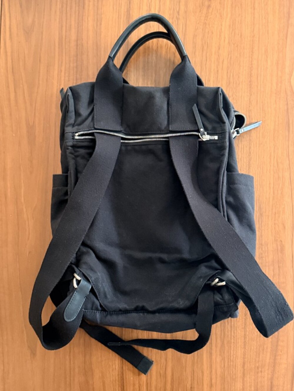 Quince Black Organic Cotton Canvas Convertible Backpack Tote Handbag GUC - Picture 7 of 11